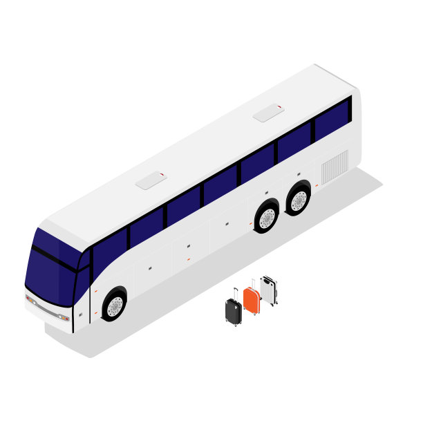 等距白色巴士孤立在白色背景图片下载