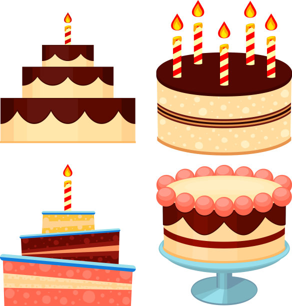 彩色卡通巧克力蛋糕套装图片下载