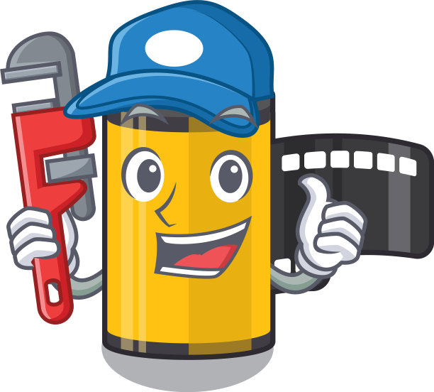 水管工相机卷在卡通抽屉里图片下载