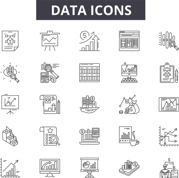 数据概念线图标标志设置线性图片下载