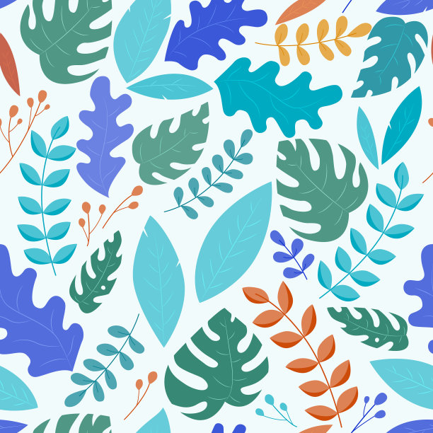 植物幻想叶无缝园林图案图片下载