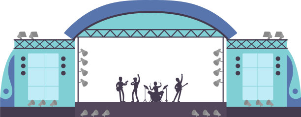 露天音乐节乐队在舞台上表演图片下载