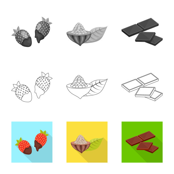 孤立的对象食物和美味的图标集图片下载