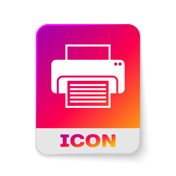 白色打印机图标隔离在白色背景图片下载