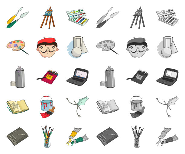 画家和绘制卡通的图标设置图片下载