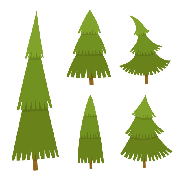 一套圣诞树卡通风格图片下载