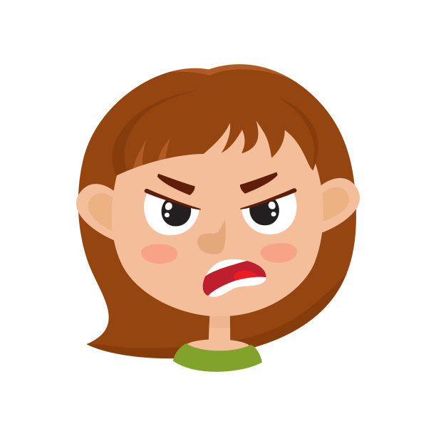 小女孩生气的表情一套卡通图片下载