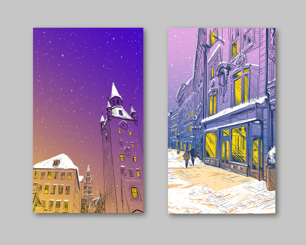 时尚的封面模板冬天的城市德国慕尼黑图片下载