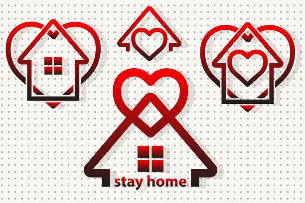 一套标志留在家里。互相隔绝的互相隔绝的向量图片下载