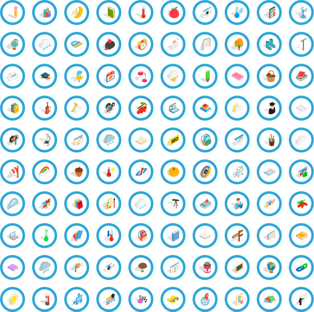 100日历图标设置等距3d风格图片下载