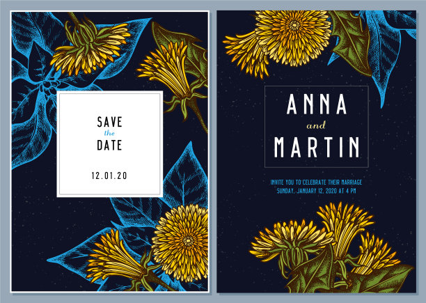 黑色的彩色婚礼请帖图片下载