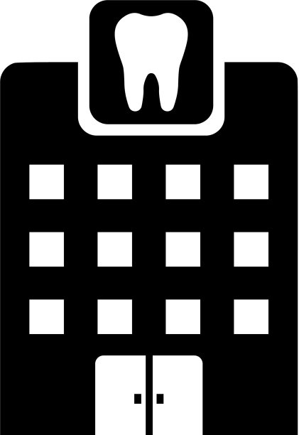 黑色牙科诊所图标孤立在白色上图片下载