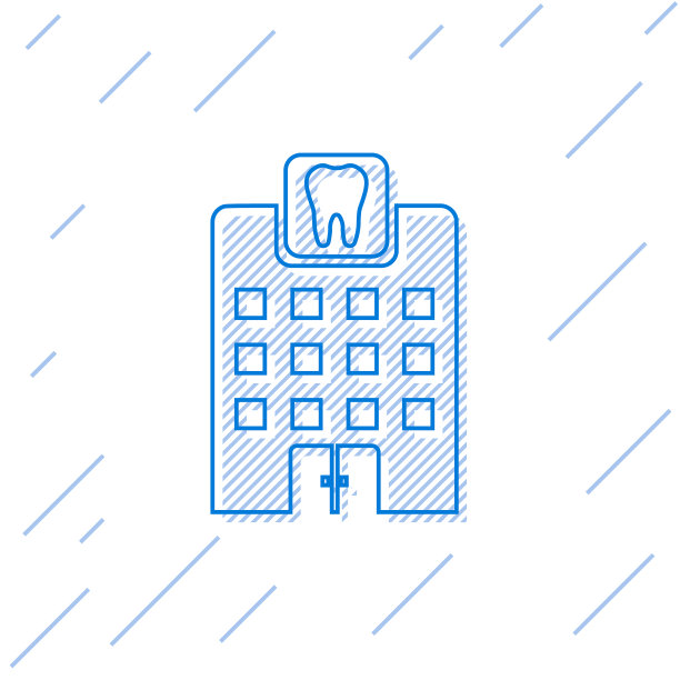 蓝色牙科诊所线图标孤立在白色上图片下载
