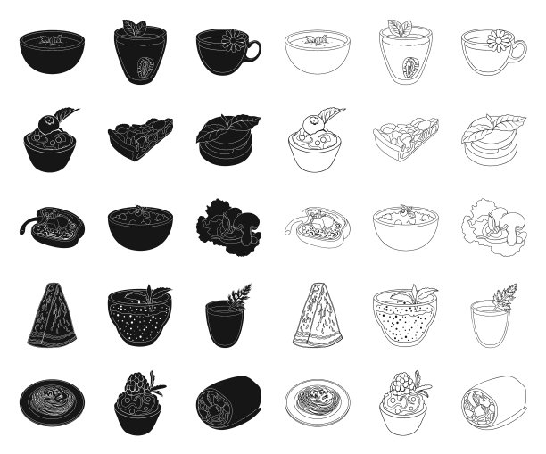 素食菜黑色轮廓图标设置图片下载