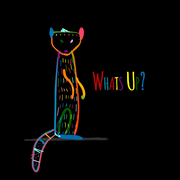 有趣的猫鼬彩色的黑色素描为您图片下载