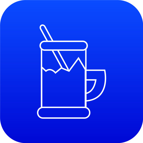 金属玻璃杯茶图标蓝色图片下载