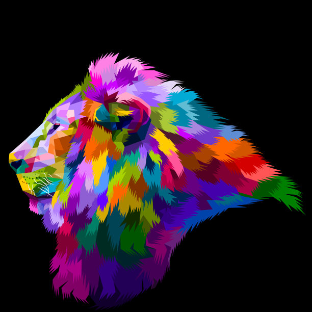 五颜六色的狮子头从侧面看图片下载