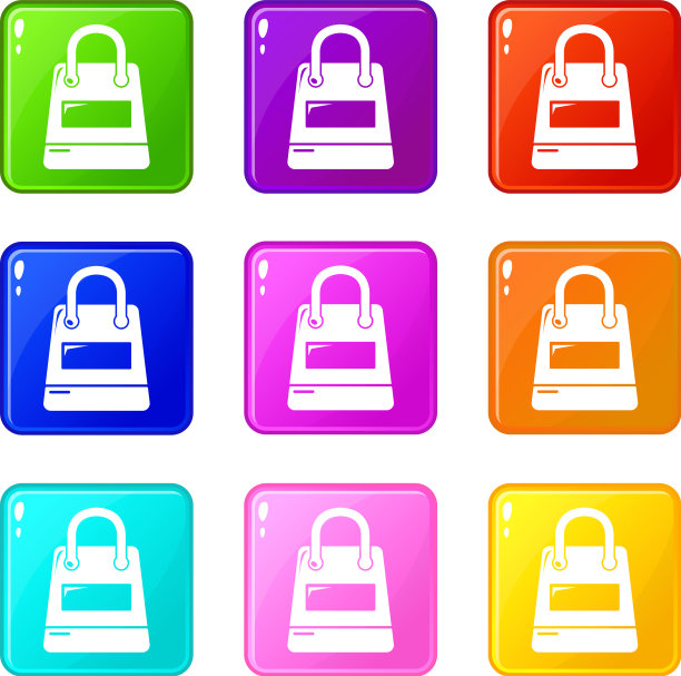 购物袋图标设置9个颜色收集图片下载