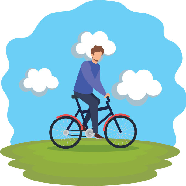 年轻人在自行车的化身角色图片下载