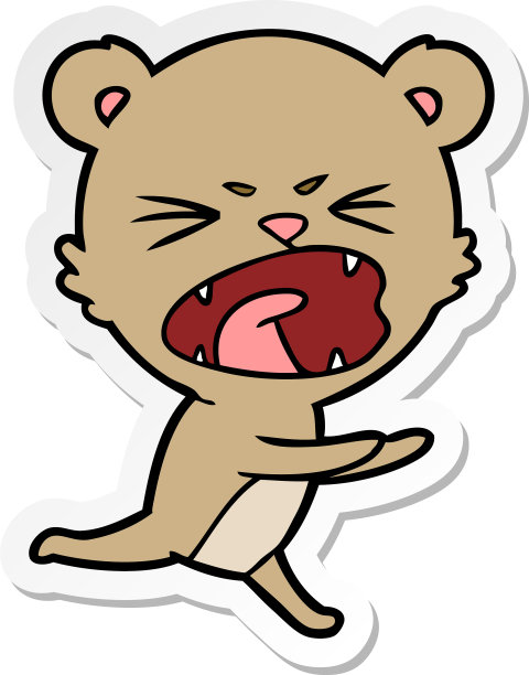 愤怒的卡通熊大喊的贴纸图片下载