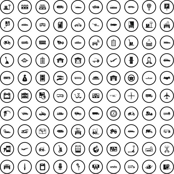 100运输公司图标设置简约风格图片下载