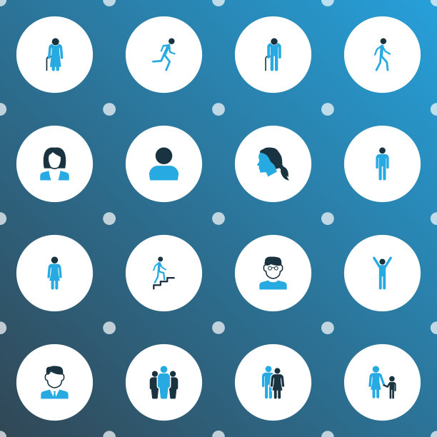 人类图标彩色设置与女性商人图片下载