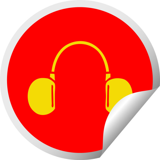 圆形脱皮贴纸卡通复古耳机图片下载