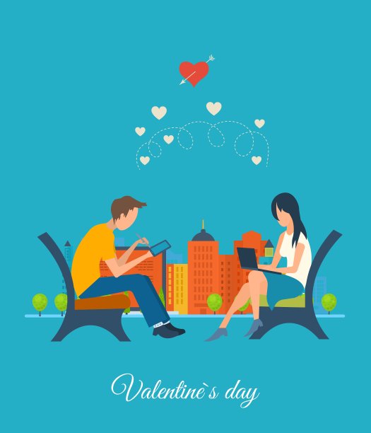 男孩和女孩在网上聊天图片下载