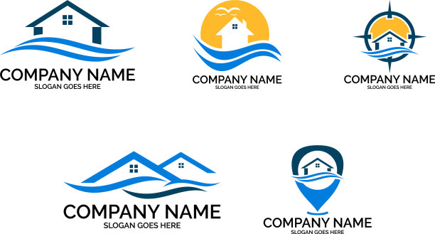 一套海滨别墅标志设计模板图片下载