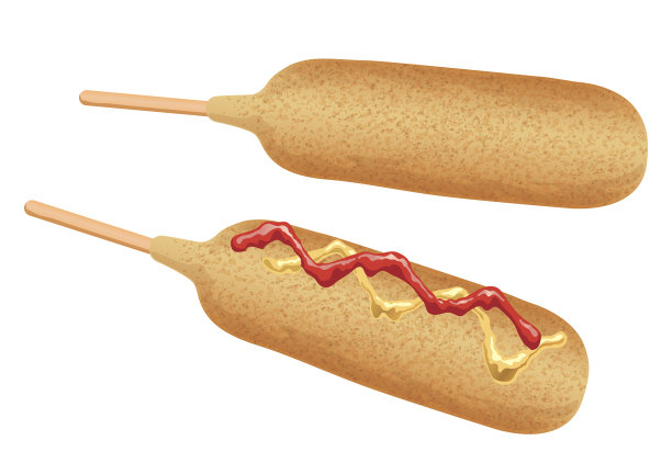 一组两个玉米狗孤立在一个白色BKG图片下载