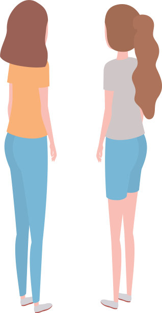 年轻女性在白色背景下背对图片下载