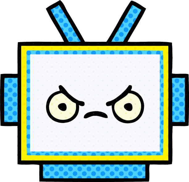 漫画书风格的卡通机器人头图片下载