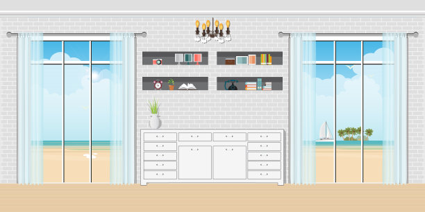 舒适的客厅透过窗户看到室内景色图片下载