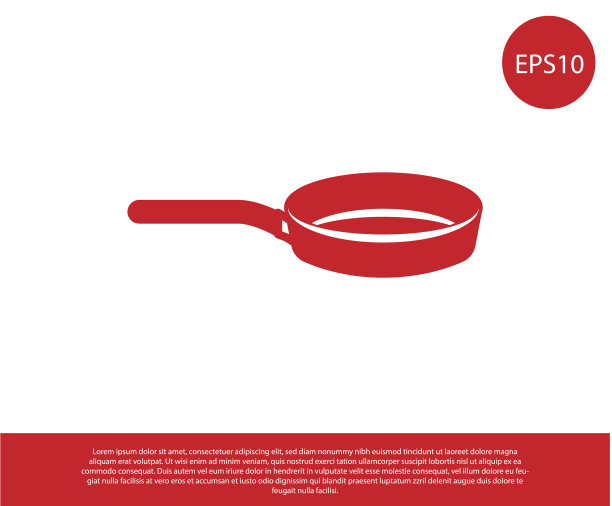 红色煎锅图标孤立在白色背景图片下载