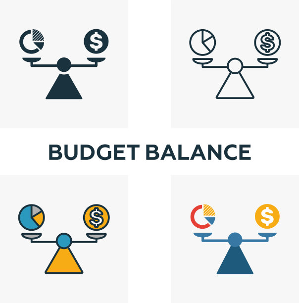 预算平衡图标设置了四个不同的元素图片下载