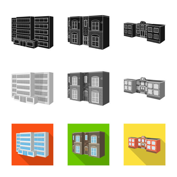 孤立的物体立面和房屋标志集图片下载