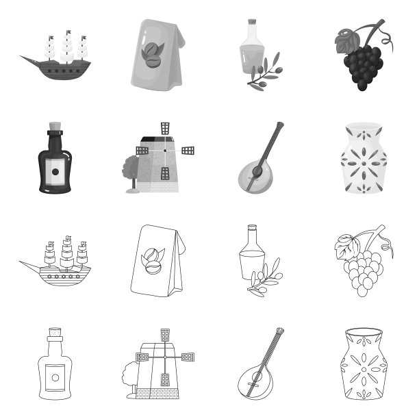 孤立的物体和历史符号集合和图片下载