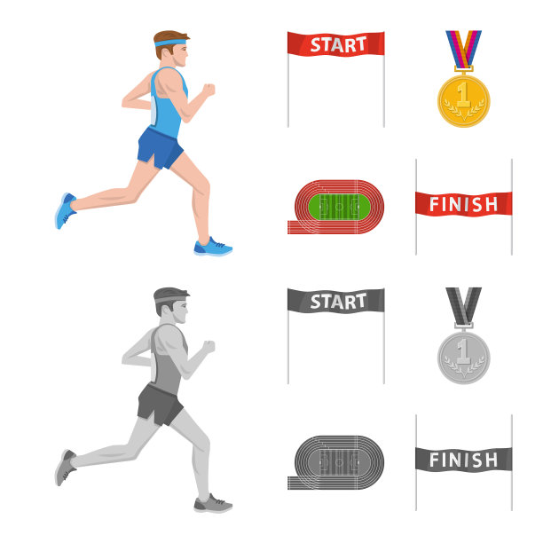 孤立物体运动和胜利者标志的集合图片下载