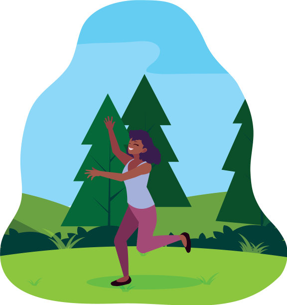 年轻女子在公园里庆祝图片下载