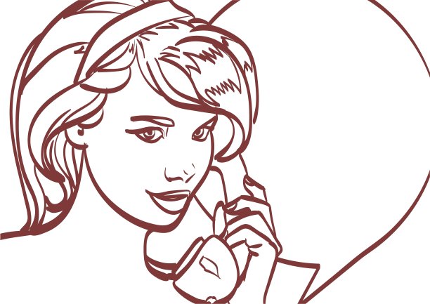 漂亮女人的照片与电话别针图片下载