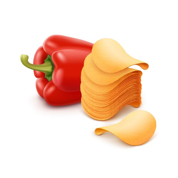 薯片和辣椒堆在一起，封闭隔离图片下载