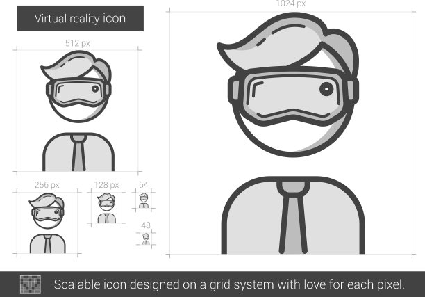 虚拟现实线图标图片下载