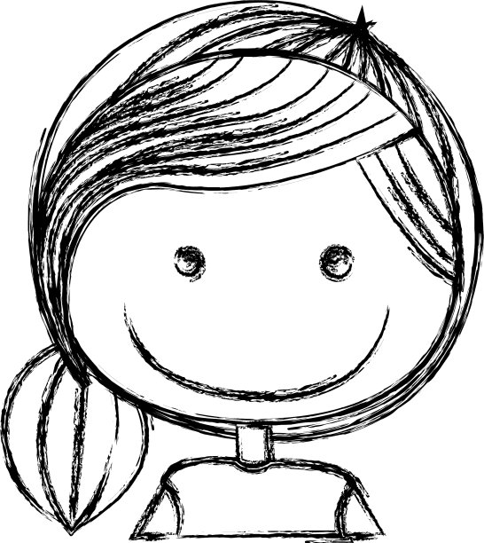 模糊剪影漫画半身女孩与图片下载