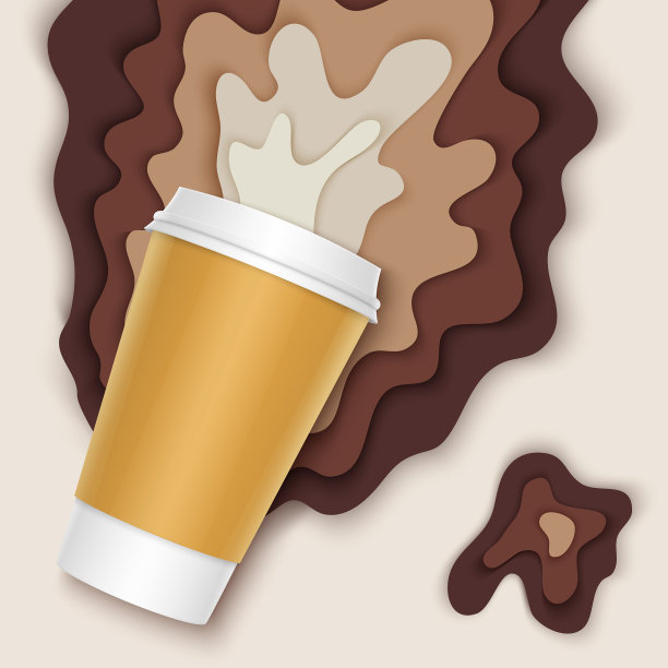 咖啡杯上有剪纸咖啡飞溅图片下载