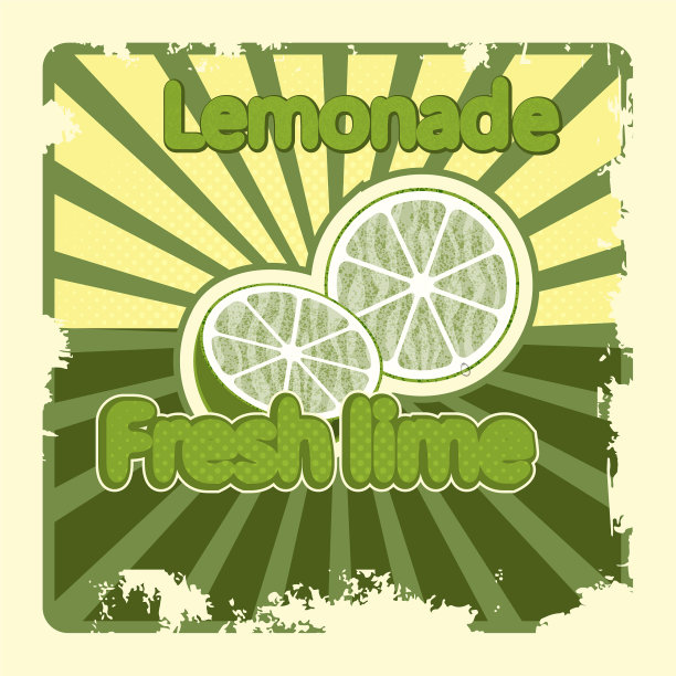 彩色的复古柠檬柠檬标签海报图片下载