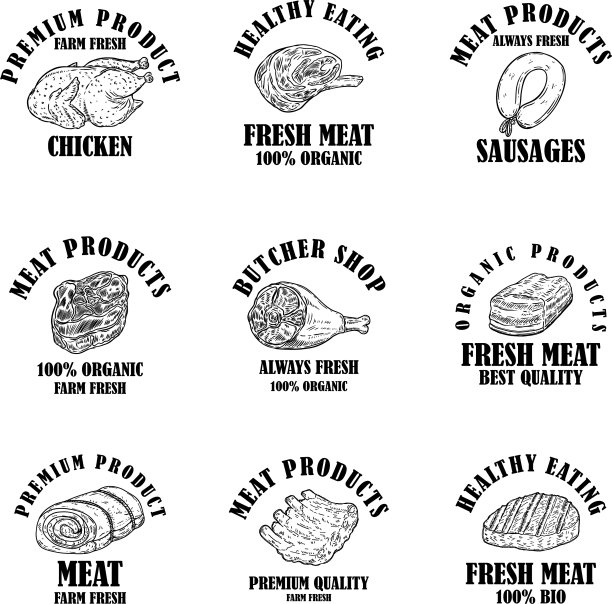 设置肉制品标签设计元素为图片下载