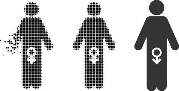 分散像素半色调男性阳痿图标图片下载