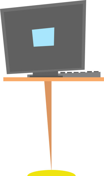 电脑书桌工作场所卡通图片下载