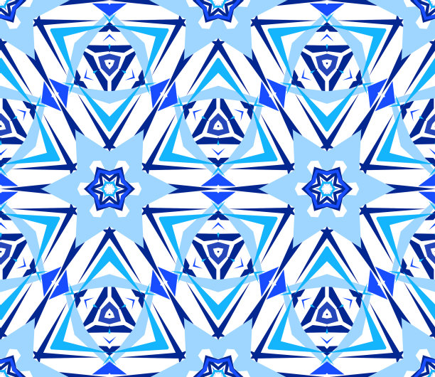 蓝色星空花万花筒图案图片下载