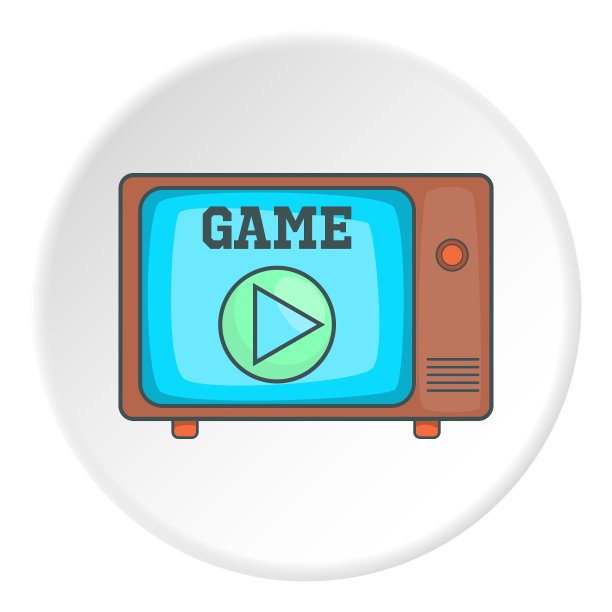 游戏上的复古电视图标卡通风格图片下载